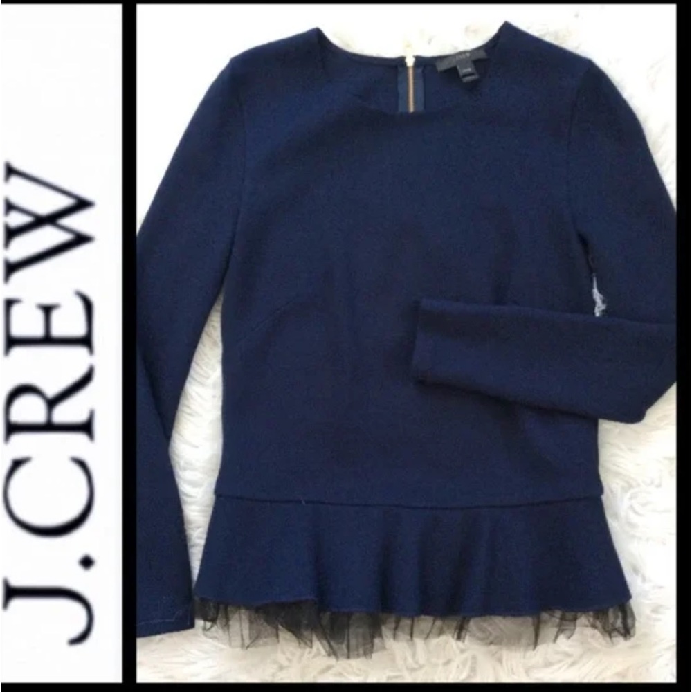 J. Crew Tulle Ponte Knit Peplum Top